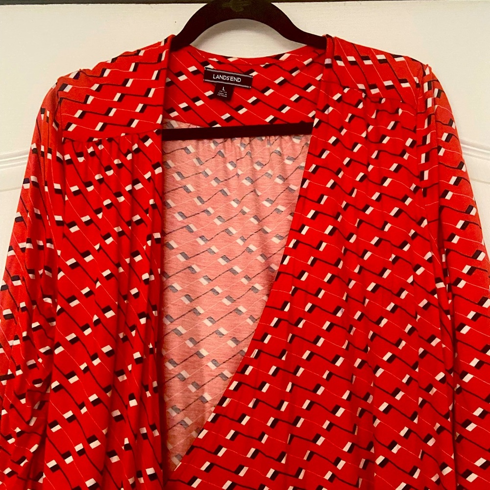 Vintage orange red wrap dress large
